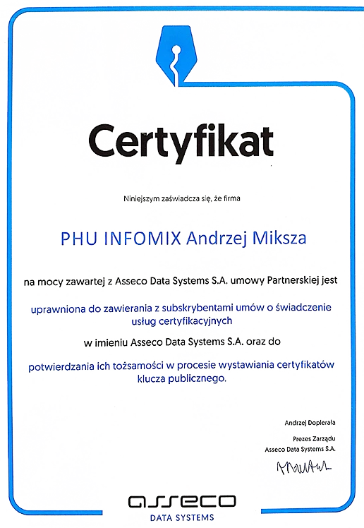 certyfikat Asseco